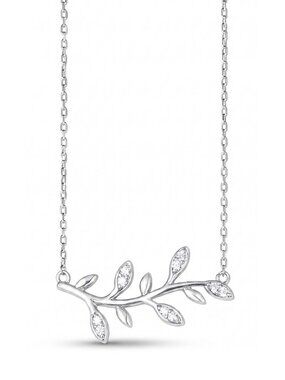 Fall Leaf Branch Necklace - 925 Sterling Silver Charmed Aroma Fall Nature